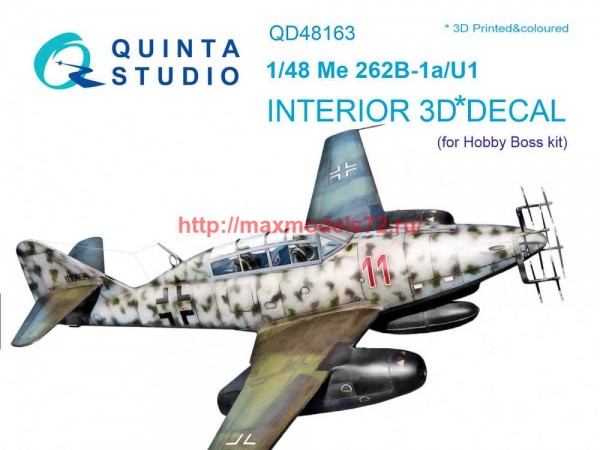 QD48163   3D Декаль интерьера кабины Me 262B-1a/U1 (HobbyBoss) (thumb69303)