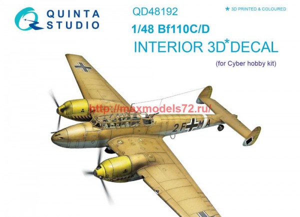 QD48192   3D Декаль интерьера кабины Bf 110C/D (Cyber-hobby) (thumb69449)
