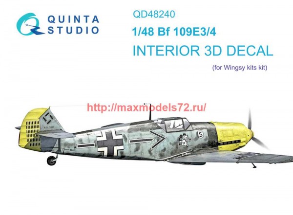 QD48240   3D Декаль интерьера кабины Bf 109E-3/4 (Wingsy kits) (thumb69671)