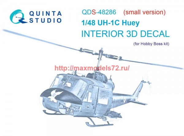 QDS-48286   3D Декаль интерьера кабины UH-1C (HobbyBoss)(Малая версия) (thumb69875)
