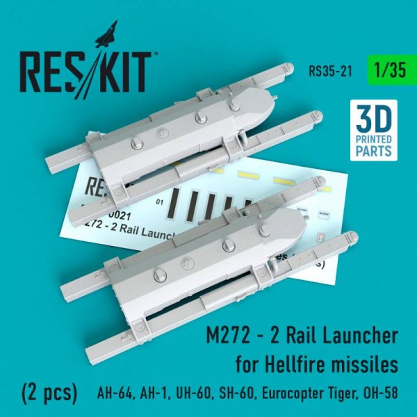 RS35-0021   M272 - 2 Rail Launcher for Hellfire missiles (2 pcs) (AH-64, AH-1, UH-60, SH-60, Eurocopter Tiger, OH-58) (1/35) (thumb66933)
