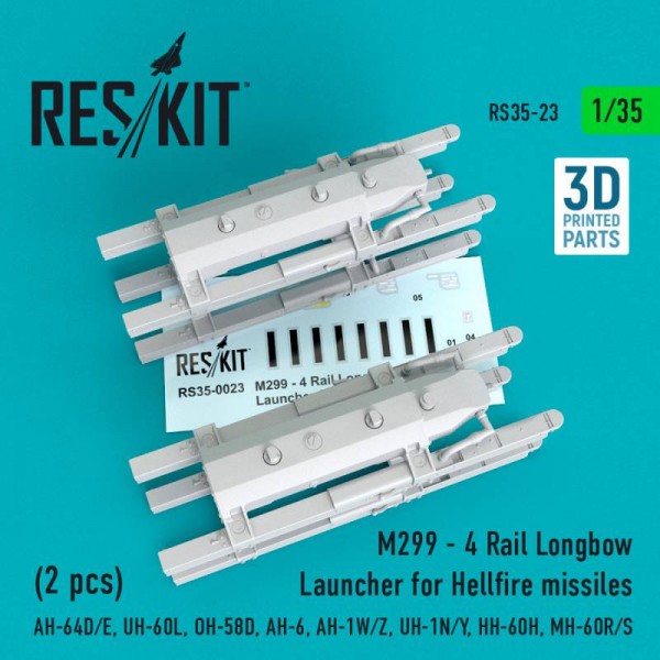 RS35-0023   M299 - 4 Rail Longbow Launcher for Hellfire missiles (2 pcs) (AH-64D/E, UH-60L, OH-58D, AH-6, AH-1W/Z, UH-1N/Y, HH-60H, MH-60R/S) (1/35) (thumb66937)