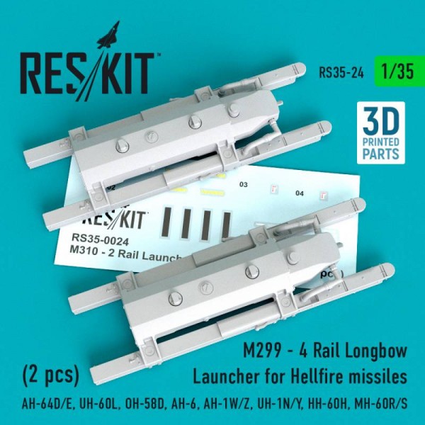 RS35-0024   M310 - 2 Rail Launcher for Hellfire missiles (2 pcs) (AH-64D/E, UH-60L, OH-58D, AH-6, AH-1W/Z, UH-1N/Y, HH-60H, MH-60R/S) (1/35) (thumb66939)