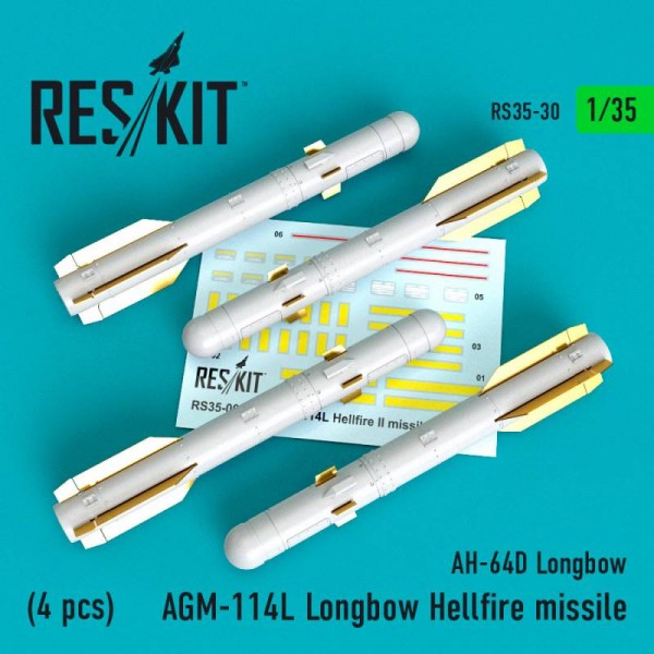 RS35-0030   AGM-114L Longbow Hellfire missiles (4 pcs)(AH-64D Longbow) (1/35) (thumb66949)
