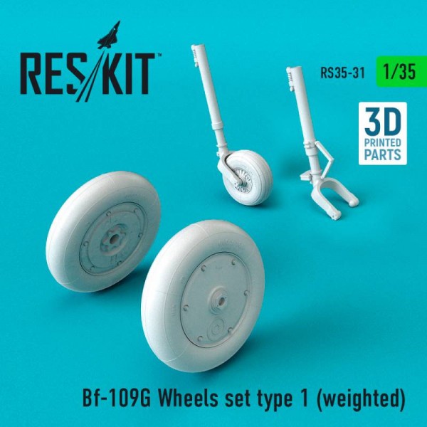 RS35-0031   Bf-109G Wheels set type 1 (weighted) (1/35) (thumb66951)
