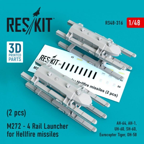 RS48-0316   M272 - 4 Rail Launcher for Hellfire missiles (2 pcs) (AH-64, AH-1, UH-60, SH-60, Eurocopter Tiger, OH-58) (1/48) (thumb66961)