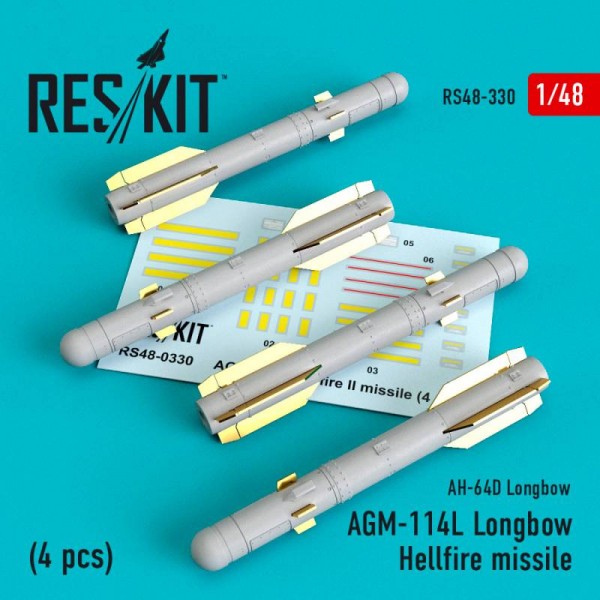 RS48-0330   AGM-114L Longbow Hellfire missiles (4 pcs)(AH-64D Longbow)  (1/48) (thumb66975)