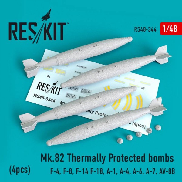 RS48-0344   Mk.82 thermally protected bombs (4pcs) (F-4, F-14 F-18, S-3, A-4, A-6, A-7, AV-8B) (1/48) (thumb66991)