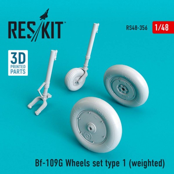 RS48-0356   Bf-109G wheels set type 1 (weighted) (1/48) (thumb67007)