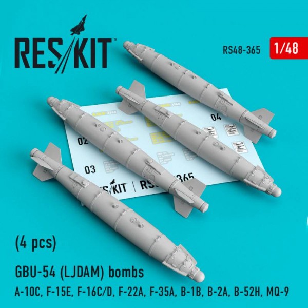 RS48-0365   GBU-54 (LJDAM) bombs (4 pcs) (A-10C, F-15E, F-16C/D, F-22A, F-35A, B-1B, B-2A, B-52H, MQ-9) (1/48) (thumb67023)