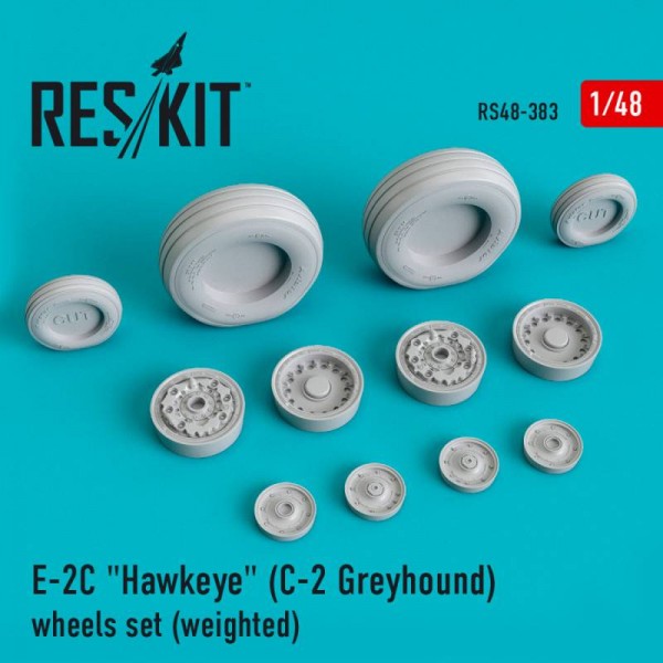 RS48-0383   E-2C "Hawkeye" (C-2 Greyhound) wheels set (weighted) (1/48) (thumb67037)
