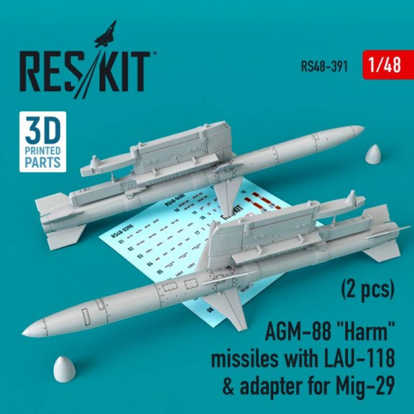 RS48-0391   AGM-88 "Harm" missiles with LAU-118 & adapter for Mig-29 (2 pcs) (1/48) (thumb67053)