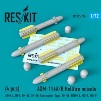 RS72-0326   AGM-114A/B Hellfire missiles (4 pcs) (AH-64, AH-1, UH-60, SH-60, Eurocopter Tiger, OH-58, RAH-66, MQ-1, MQ-9)  (1/72) (thumb67173)