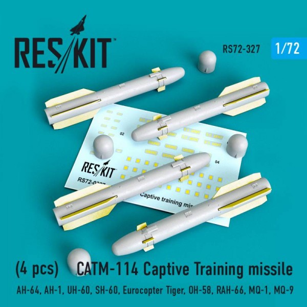 RS72-0327   CATM-114 Captive Training missiles (4 pcs) (AH-64, AH-1, UH-60, SH-60, Eurocopter Tiger, OH-58, RAH-66, MQ-1, MQ-9)  (1/72) (thumb67175)