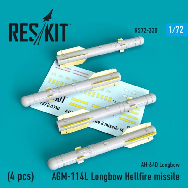 RS72-0330   AGM-114L Longbow Hellfire missiles (4 pcs) (AH-64D Longbow)   (1/72) (thumb67181)