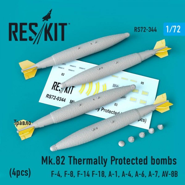 RS72-0344   Mk.82 thermally protected bombs (4pcs) (F-4, F-14 F-18, S-3, A-4, A-6, A-7, AV-8B) (1/72) (thumb67195)