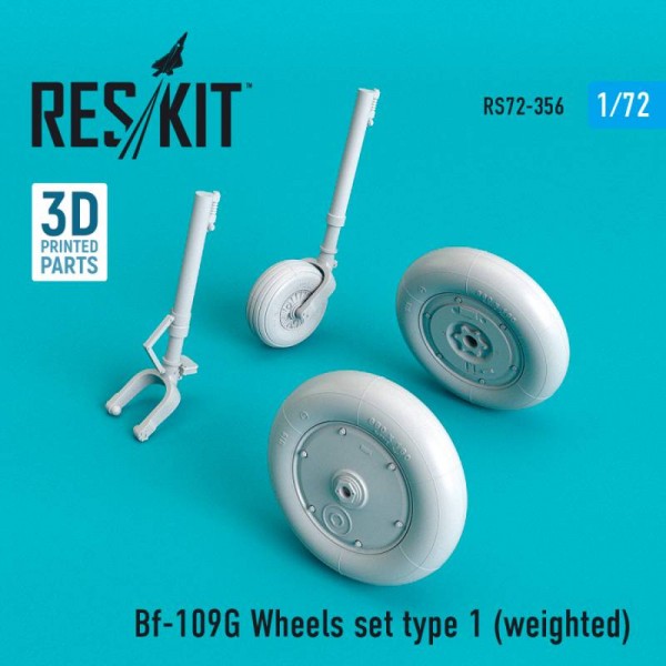 RS72-0356   Bf-109G wheels set type 1 (weighted) (1/72) (thumb67211)