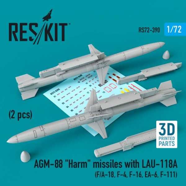 RS72-0390   AGM-88 "Harm" missiles with LAU-118A (2 pcs) (F/A-18, F-4, F-16, EA-6, F-111) (1/72) (thumb67263)