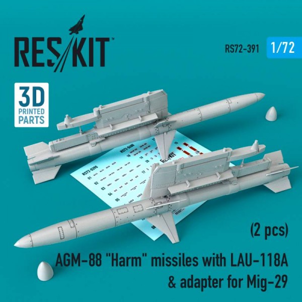 RS72-0391   AGM-88 "Harm" missiles with LAU-118 & adapter for Mig-29 (2 pcs) (1/72) (thumb67265)