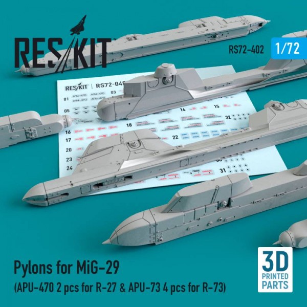 RS72-0402   Pylons for MiG-29 (APU-470 2 pcs for R-27 & APU-73 2 pcs for R-73) (1/72) (thumb67275)
