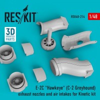 RSU48-0214   E-2C "Hawkeye" (C-2 Greyhound) exhaust nozzles and air intakes for Kinetic kit (3D Printing) (1/48) (thumb67123)