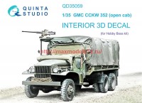 QD35059   3D Декаль интерьера GMC CCKW 352 Open Cab 3D-Printed & coloured Interior on decal paper (HobbyBoss) (thumb71364)