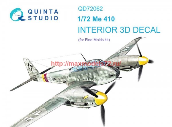 QD72062   3D Декаль интерьера кабины Me 410 (Fine Molds) (thumb70653)