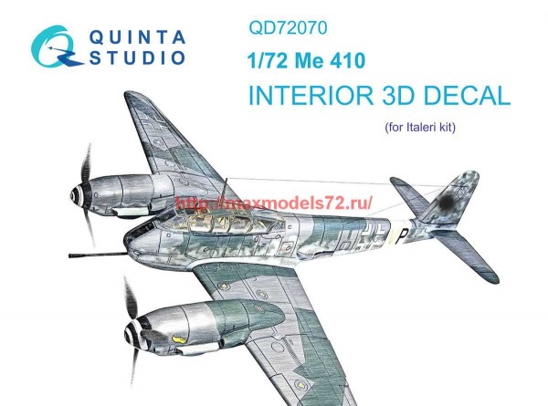 QD72070   3D Декаль интерьера кабины Me 410 (Italeri) (thumb70702)