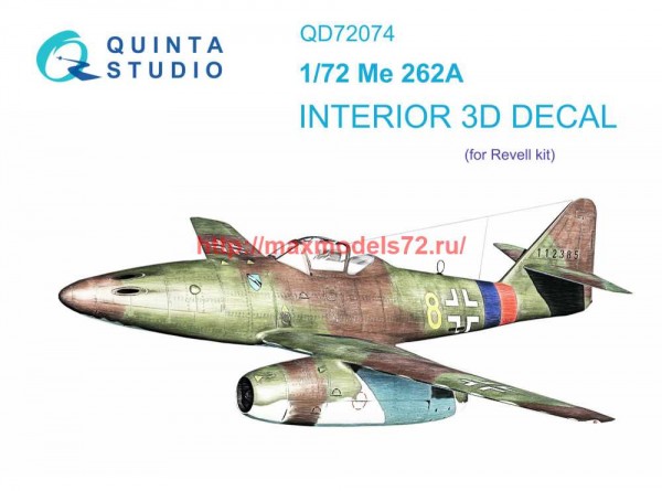 QD72074   3D Декаль интерьера кабины Me-262A (Revell) (thumb70677)