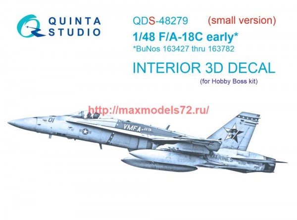 QDS-48279   3D Декаль интерьера кабины F/A-18C early (HobbyBoss)(Малая версия) (thumb70710)