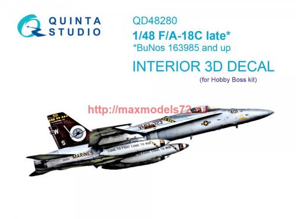 QDS-48280   3D Декаль интерьера кабины F/A-18C late (HobbyBoss)(Малая версия) (thumb70718)