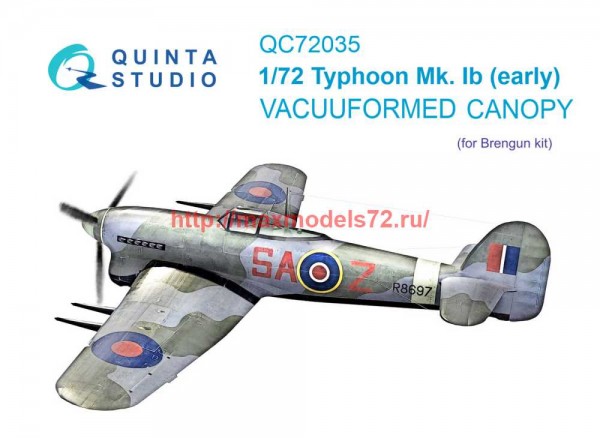 QC72035   Набор остекления для модели Hawker Typhoon Mk.1b (early) (Brengun) (thumb72186)