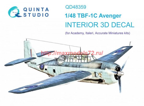 QD48359   3D Декаль интерьера кабины TBF-1 Avenger (Academy) (thumb71584)