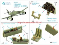 QD72047   3D Декаль интерьера кабины Me-262A (Academy) (attach1 68457)