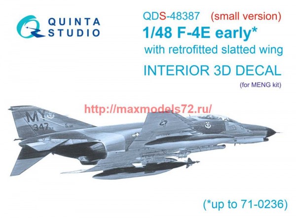 QDS-48387   3D Декаль интерьера кабины F-4E early с установленным предкрылком крыла (Meng) (Small version) (thumb71644)