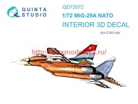 QD72072   3D Декаль интерьера кабины МиГ-29А NATO (GWH) (thumb73598)