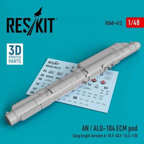 RS48-0412   AN / ALQ-184 ECM pod (long length version) (A-10,F-4G,F-16,C-130) (3D printing) (1/48) (thumb73120)