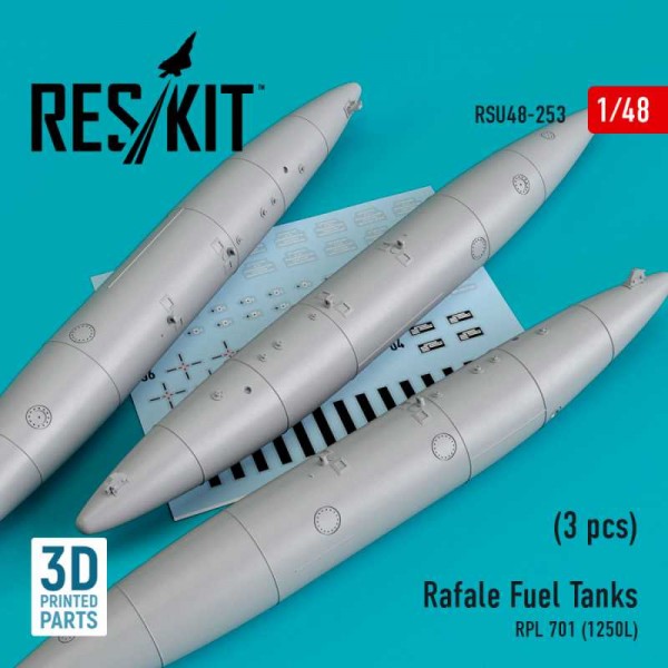 RSU48-0253   Rafale Fuel Tanks RPL 701 (1250L) (3 pcs) (3D printing) (1/48) (thumb73197)
