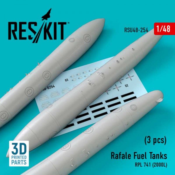 RSU48-0254   Rafale Fuel Tanks RPL 741 (2000L) (3 pcs) (3D printing) (1/48) (thumb73200)