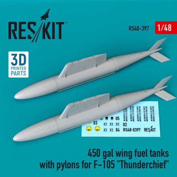 RS48-0397   450 gal wing fuel tanks with pylons for F-105 "Thunderchief" (2 pcs) (1/48) (thumb73109)