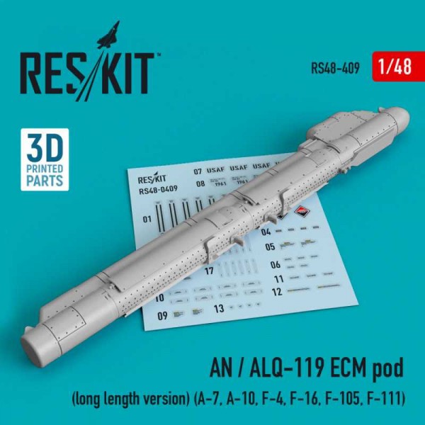 RS48-0409   AN / ALQ-119 ECM pod (long length version) (A-7, A-10, F-4, F-16, F-105, F-111) (3D printing) (1/48) (thumb73115)