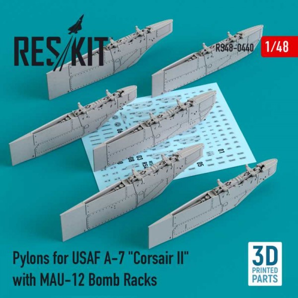 RS48-0440   Pylons for USAF A-7 "Corsair II" with MAU-12 Bomb Racks (3D Printing)  (1/48) (thumb73158)