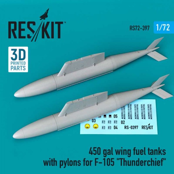 RS72-0397   450 gal wing fuel tanks with pylons for F-105 "Thunderchief" (2 pcs) (1/72) (thumb73257)