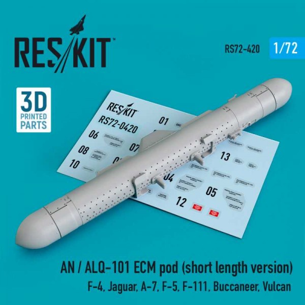 RS72-0420   AN / ALQ-101 ECM pod  (short length version) (F-4, Jaguar, A-7, F-5, F-111, Buccaneer, Vulcan) (3D printing) (1/72) (thumb73280)