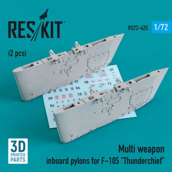 RS72-0425   Multi weapon inboard pylons for F-105 "Thunderchief" (2 pcs) (3D Printing) (1/72) (thumb73288)