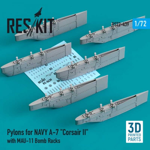 RS72-0439   Pylons for NAVY A-7 "Corsair II" with MAU-11 Bomb Racks (3D Printing) (1/72) (thumb73304)