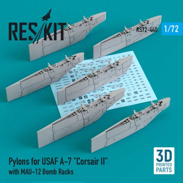 RS72-0440   Pylons for USAF A-7 "Corsair II" with MAU-12 Bomb Racks (3D Printing)  (1/72) (thumb73306)