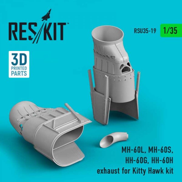 RSU35-0019   MH-60L, MH-60S, HH-60G, HH-60H exhaust for Kitty Hawk kit (3D printing) (1/35) (thumb73093)