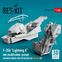 RSU48-0219   F-35A «Lightning II» cockpit (detailed edition with 3D decals) for Tamiya kit (3D Printing) (1/48) (attach1 73175)