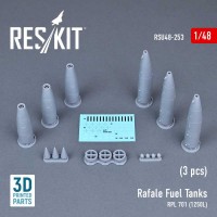 RSU48-0253   Rafale Fuel Tanks RPL 701 (1250L) (3 pcs) (3D printing) (1/48) (attach1 73197)